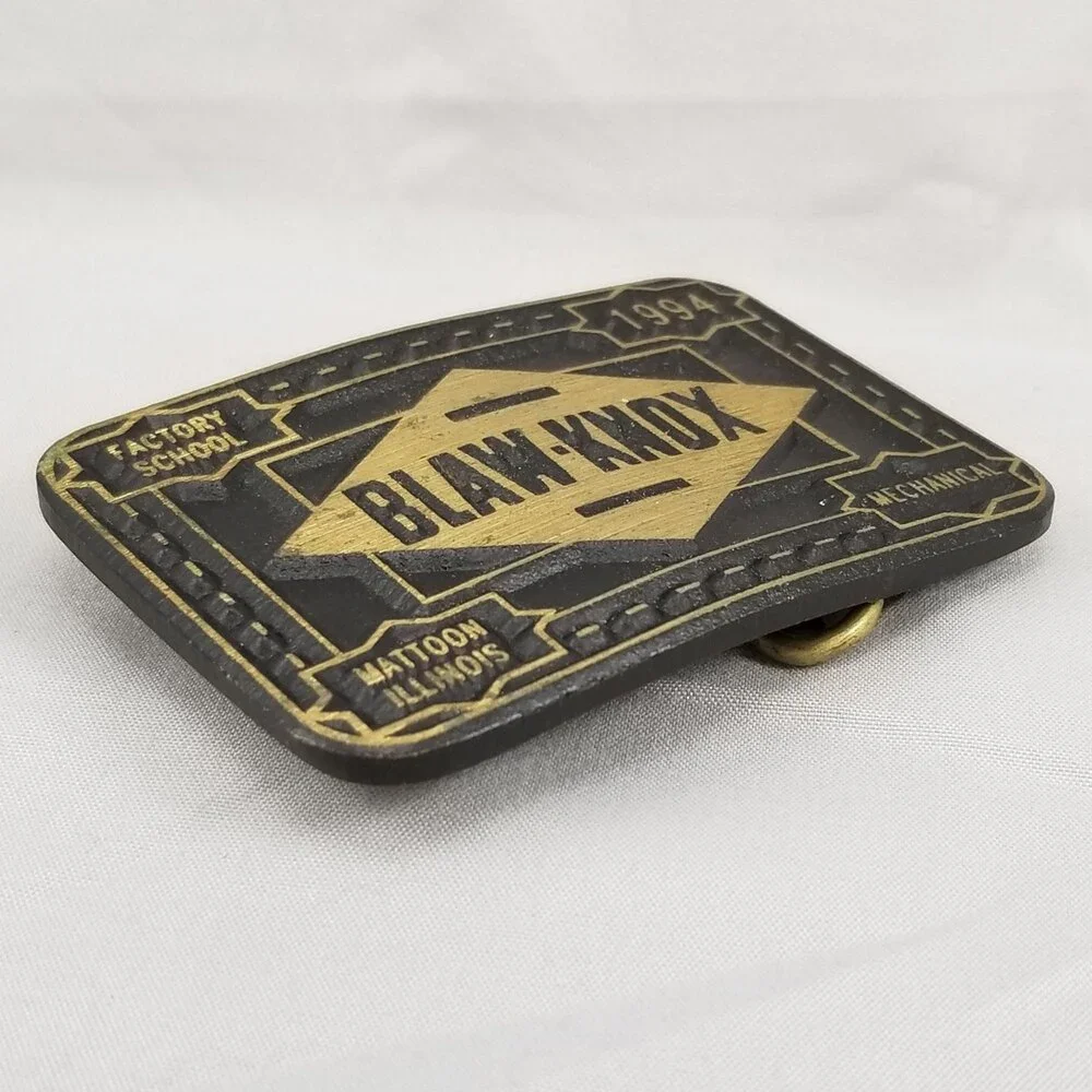 Belt Buckle 1994 Solid Brass BLAW KNOX Factory School Mattoon Illinois Mechanica